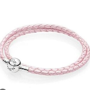 Pandora Pink Braided Double-Leather Charm Bracelet